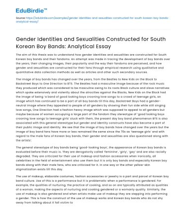 Gender and Sexuality in South Korean Boy Bands: An Analysis