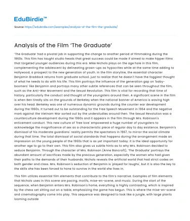 Analysis of the Film ‘The Graduate’