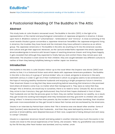 A Postcolonial Reading Of The Buddha In The Attic