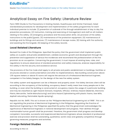 Analytical Essay on Fire Safety: Literature Review