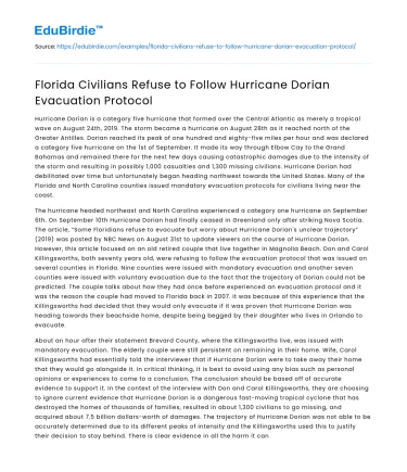 Florida Civilians Refuse to Follow Hurricane Dorian Evacuation Protocol