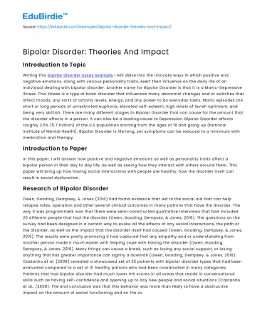 Bipolar Disorder: Theories And Impact