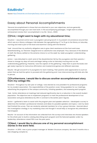 Essay about Personal Accomplishments