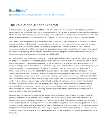 The Role of the African Cinema