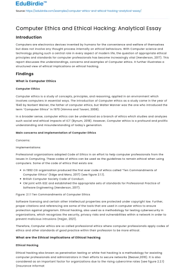 Computer Ethics and Ethical Hacking: Analytical Essay