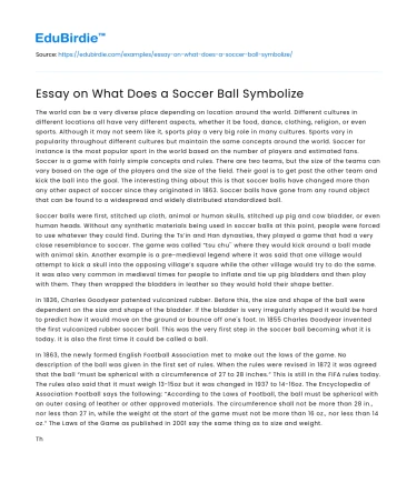 Essay on What Does a Soccer Ball Symbolize