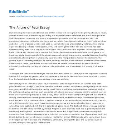 The Allure of Fear Essay