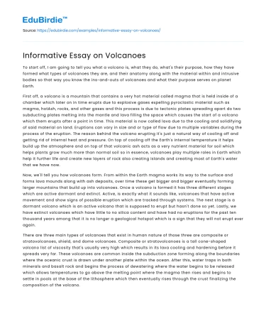 Informative Essay on Volcanoes