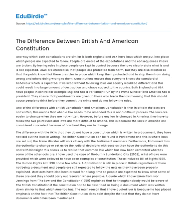 The Difference Between British And American Constitution