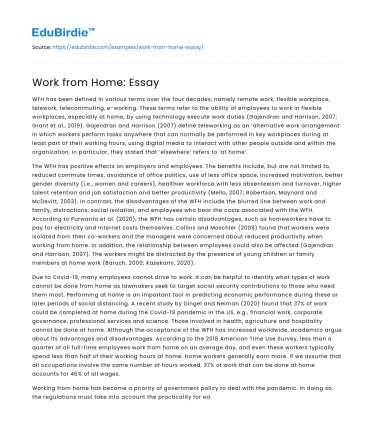 Work from Home: Essay
