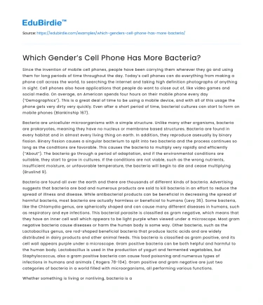 Which Gender’s Cell Phone Has More Bacteria?