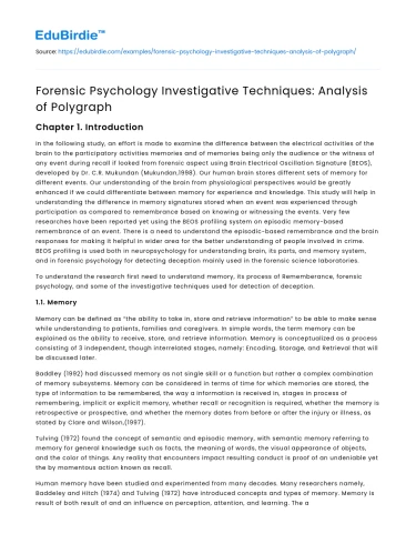 Forensic Psychology Investigative Techniques: Analysis of Polygraph