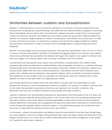 Similarities Between Judaism and Zoroastrianism