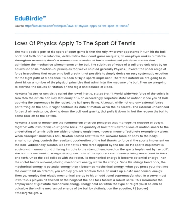 Physics in Tennis: Unveiling the Dynamics