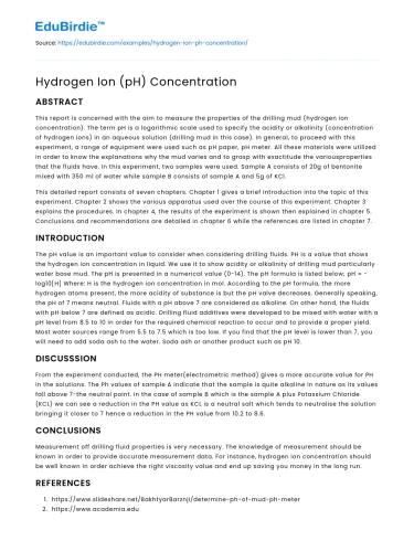 Hydrogen Ion (pH) Concentration
