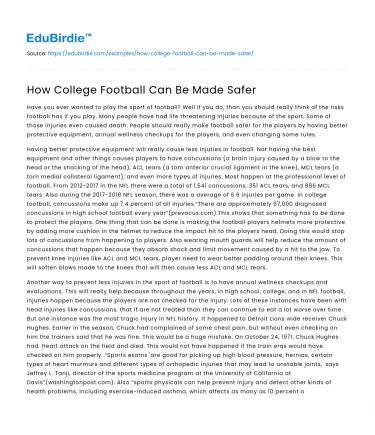How College Football Can Be Made Safer