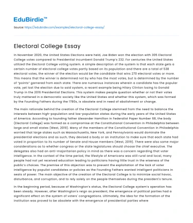 Electoral College Essay