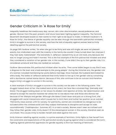 Gender Criticism in ‘A Rose for Emily’