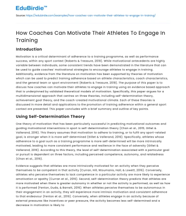 How Coaches Can Motivate Their Athletes To Engage In Training
