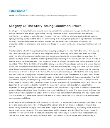 Allegory Of The Story Young Goodman Brown