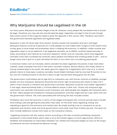 Why Marijuana Should be Legalised in the UK