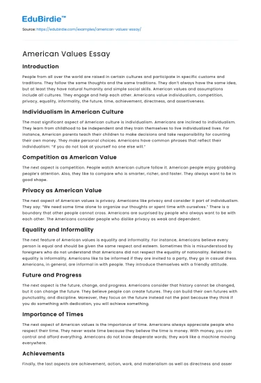 American Values Essay