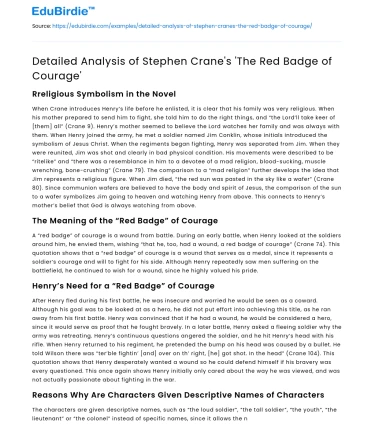 Detailed Analysis of Stephen Crane’s ‘The Red Badge of Courage’