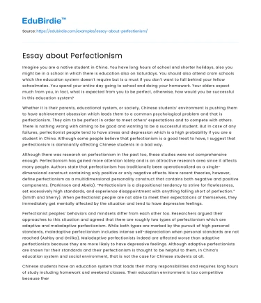 Essay about Perfectionism