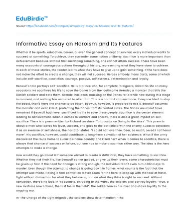 Informative Essay on Heroism and Its Features