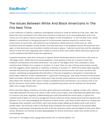 The Issues Between White And Black Americans In The Fire Next Time