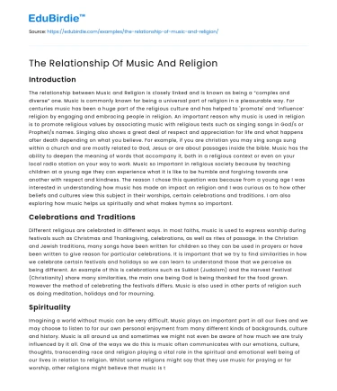 The Relationship Of Music And Religion