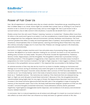 Power of Fair Over Us