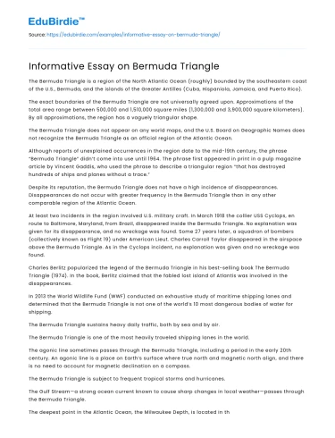 Informative Essay on Bermuda Triangle