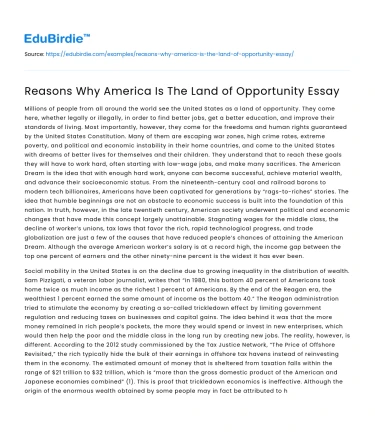Reasons Why America Is The Land of Opportunity Essay