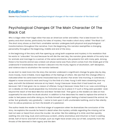 Psychological Changes Of The Main Character Of The Black Cat