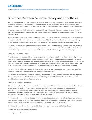 Difference Between Scientific Theory And Hypothesis
