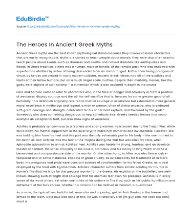 The Heroes In Ancient Greek Myths