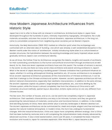 How Modern Japanese Architecture Influences from Historic Style