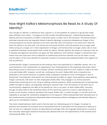 How Might Kafka’s Metamorphosis Be Read As A Study Of Identity?
