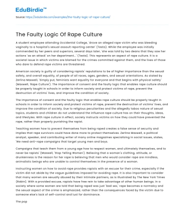 The Faulty Logic Of Rape Culture