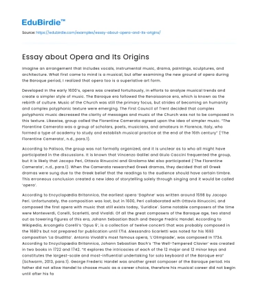 Essay about Opera and Its Origins