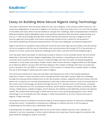 Essay on Building More Secure Nigeria Using Technology