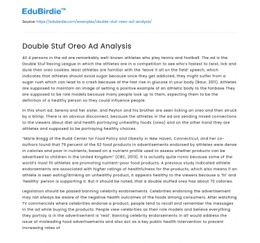 Double Stuf Oreo Ad Analysis