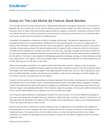 Essay on The Lais Marie de France: Book Review