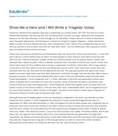 Show Me a Hero and I Will Write a Tragedy: Essay