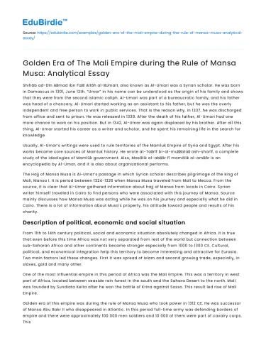 Mansa Musa’s Mali Empire: Golden Era Analysis