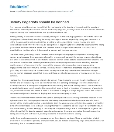 Beauty Pageants Should Be Banned