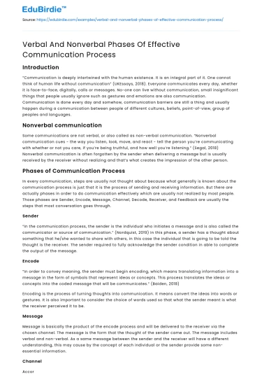 Verbal And Nonverbal Phases Of Effective Communication Process