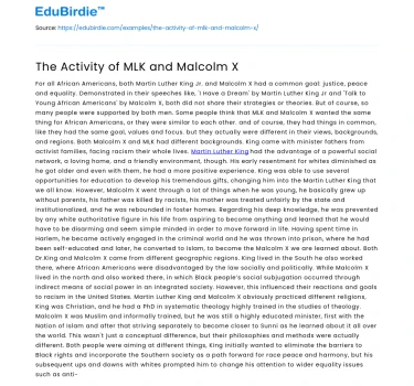Divergent Paths to Racial Justice: MLK and Malcolm X