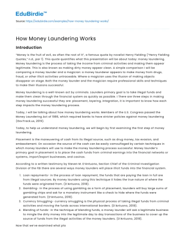 How Money Laundering Works